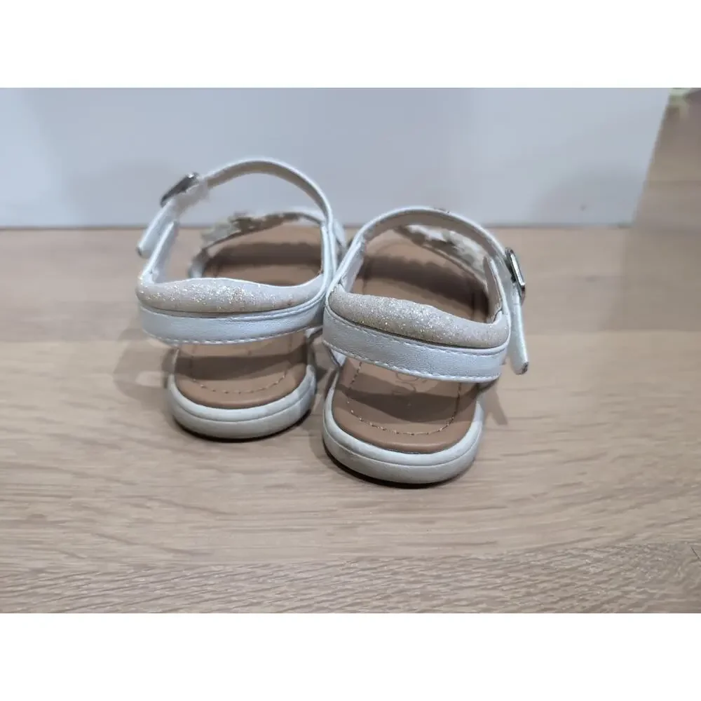 3 Girls Size 9C White Sandals Carter's Sugar Tucker + Tate Floral‎ Butterfly Lot